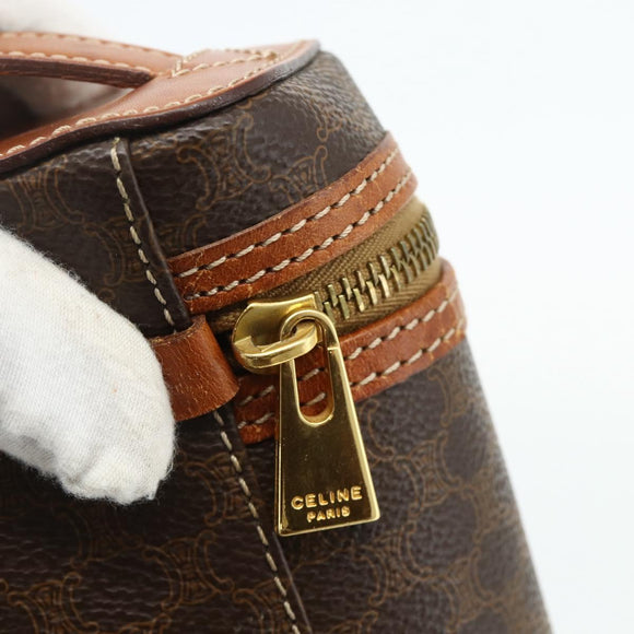 CELINE Macadam Canvas Vanity Hand Bag PVC Brown Gold Auth ka3955