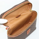 CELINE Macadam Canvas Vanity Hand Bag PVC Brown Gold Auth ka3955-18