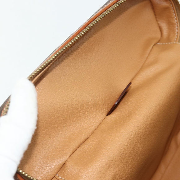CELINE Macadam Canvas Vanity Hand Bag PVC Brown Gold Auth ka3955