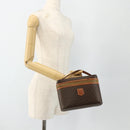 CELINE Macadam Canvas Vanity Hand Bag PVC Brown Gold Auth ka3955-22