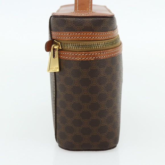 CELINE Macadam Canvas Vanity Hand Bag PVC Brown Gold Auth ka3955