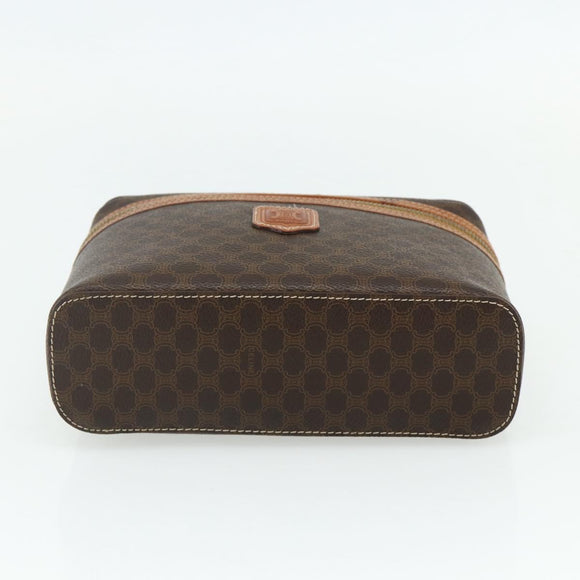 CELINE Macadam Canvas Vanity Hand Bag PVC Brown Gold Auth ka3955