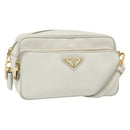 PRADA Shoulder Bag Safiano leather White Gold Auth ka3958A-1