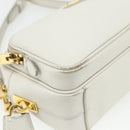 PRADA Shoulder Bag Safiano leather White Gold Auth ka3958A-14