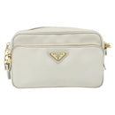 PRADA Shoulder Bag Safiano leather White Gold Auth ka3958A-13