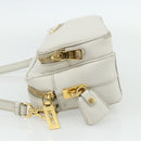 PRADA Shoulder Bag Safiano leather White Gold Auth ka3958A-3