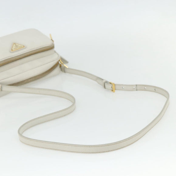 PRADA Shoulder Bag Safiano leather White Gold Auth ka3958A