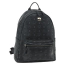 MCM Vicetos Logogram Backpack PVC Black Silver Auth ka3959A-1