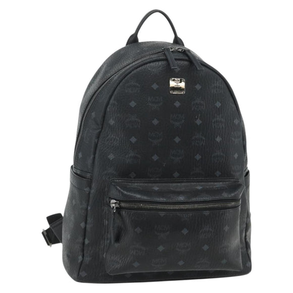 MCM Vicetos Logogram Backpack PVC Black Silver Auth ka3959A