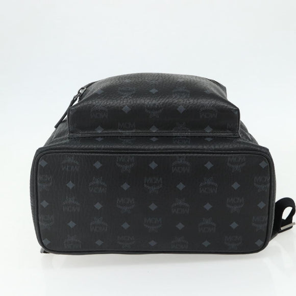 MCM Vicetos Logogram Backpack PVC Black Silver Auth ka3959A