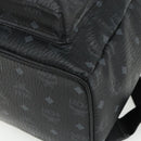 MCM Vicetos Logogram Backpack PVC Black Silver Auth ka3959A-9
