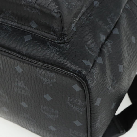 MCM Vicetos Logogram Backpack PVC Black Silver Auth ka3959A