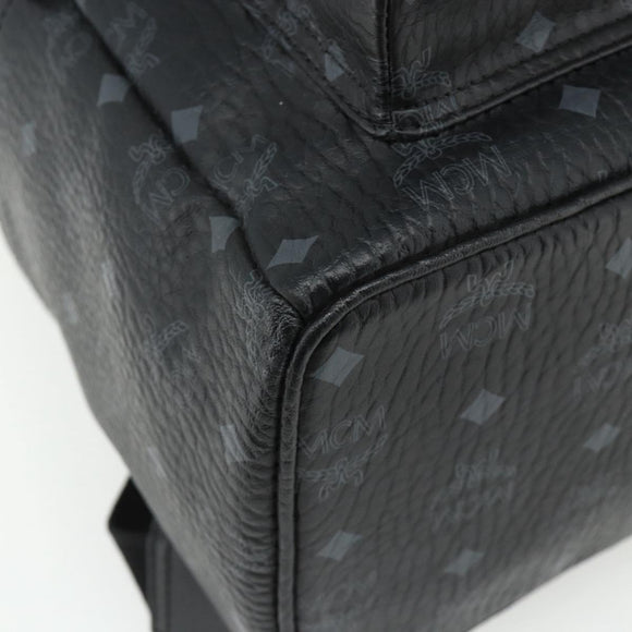 MCM Vicetos Logogram Backpack PVC Black Silver Auth ka3959A