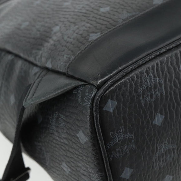 MCM Vicetos Logogram Backpack PVC Black Silver Auth ka3959A