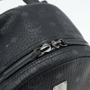 MCM Vicetos Logogram Backpack PVC Black Silver Auth ka3959A-10