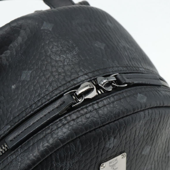 MCM Vicetos Logogram Backpack PVC Black Silver Auth ka3959A