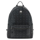 MCM Vicetos Logogram Backpack PVC Black Silver Auth ka3959A-13