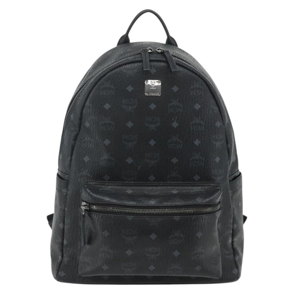 MCM Vicetos Logogram Backpack PVC Black Silver Auth ka3959A