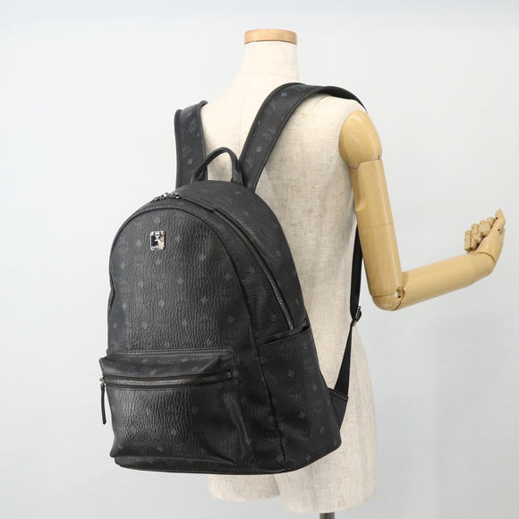 MCM Vicetos Logogram Backpack PVC Black Silver Auth ka3959A