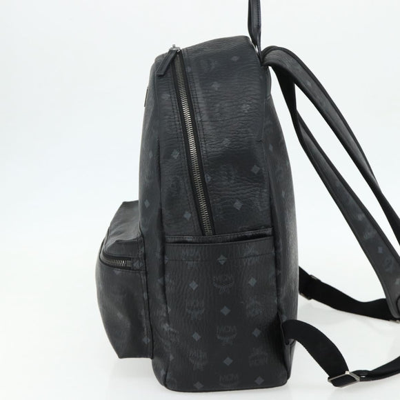 MCM Vicetos Logogram Backpack PVC Black Silver Auth ka3959A