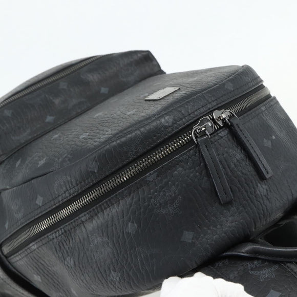 MCM Vicetos Logogram Backpack PVC Black Silver Auth ka3959A