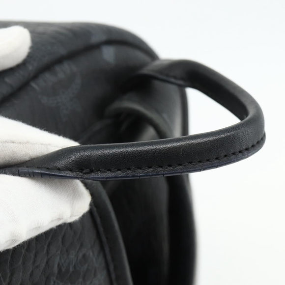 MCM Vicetos Logogram Backpack PVC Black Silver Auth ka3959A