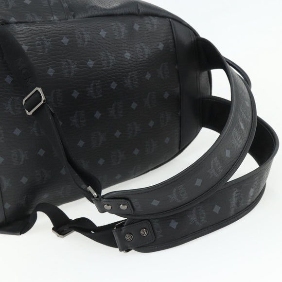 MCM Vicetos Logogram Backpack PVC Black Silver Auth ka3959A
