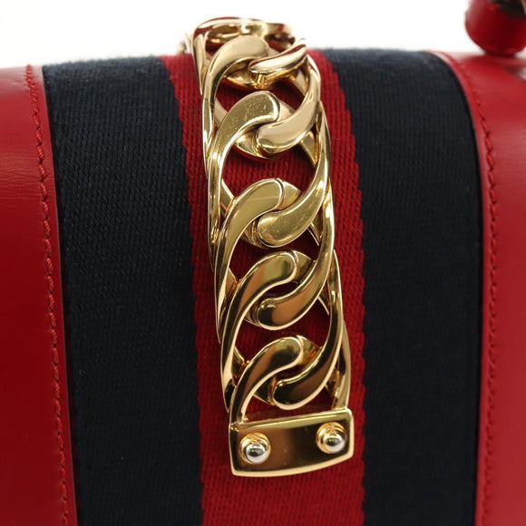GUCCI Silvi Sherry Line Hand Bag Leather 3way Red Gold 470270 Auth ka395AV
