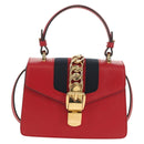 GUCCI Silvi Sherry Line Hand Bag Leather 3way Red Gold 470270 Auth ka395AV-13
