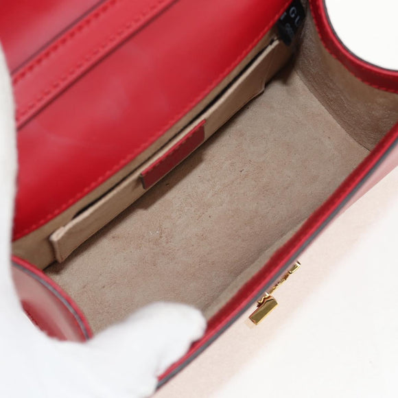 GUCCI Silvi Sherry Line Hand Bag Leather 3way Red Gold 470270 Auth ka395AV