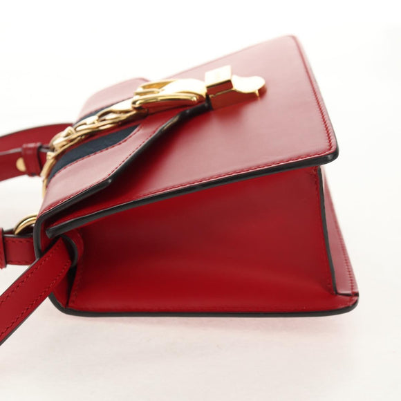 GUCCI Silvi Sherry Line Hand Bag Leather 3way Red Gold 470270 Auth ka395AV