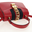 GUCCI Silvi Sherry Line Hand Bag Leather 3way Red Gold 470270 Auth ka395AV-6