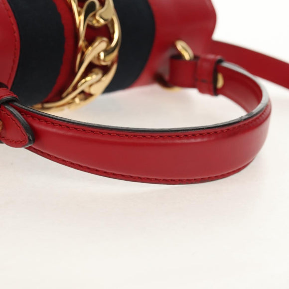 GUCCI Silvi Sherry Line Hand Bag Leather 3way Red Gold 470270 Auth ka395AV