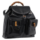 GUCCI Bamboo Backpack Patent leather Black Silver 003 2058 0016 5 Auth ka3960-1