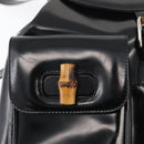 GUCCI Bamboo Backpack Patent leather Black Silver 003 2058 0016 5 Auth ka3960-21