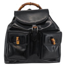 GUCCI Bamboo Backpack Patent leather Black Silver 003 2058 0016 5 Auth ka3960-13