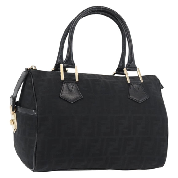 FENDI Zucca Canvas Hand Bag Black Gold Auth ka3961