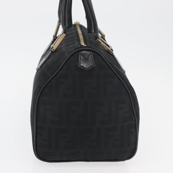 FENDI Zucca Canvas Hand Bag Black Gold Auth ka3961