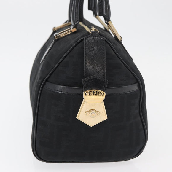 FENDI Zucca Canvas Hand Bag Black Gold Auth ka3961