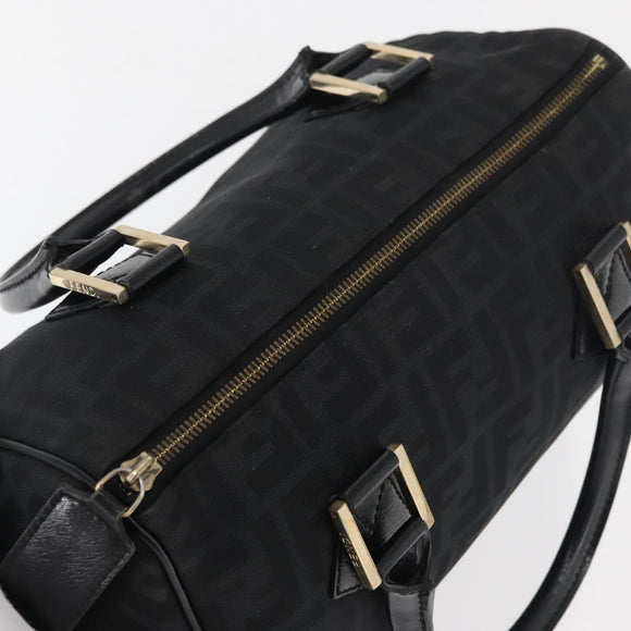 FENDI Zucca Canvas Hand Bag Black Gold Auth ka3961