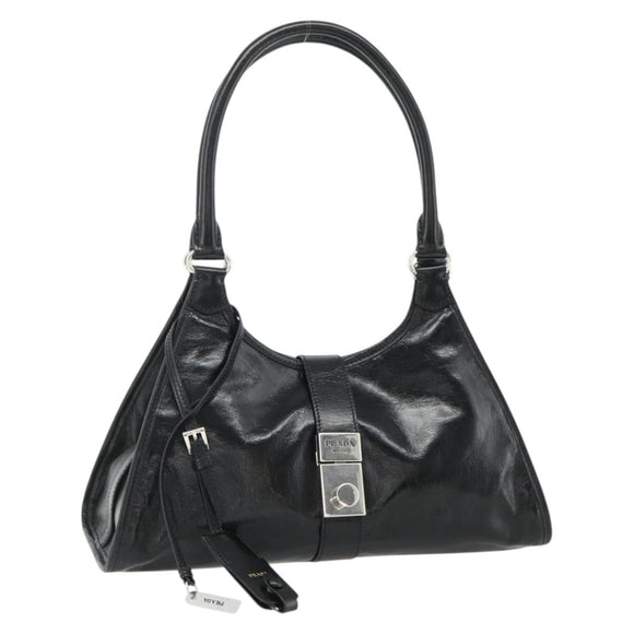 PRADA Hand Bag Leather Black Silver Auth ka3962SAM
