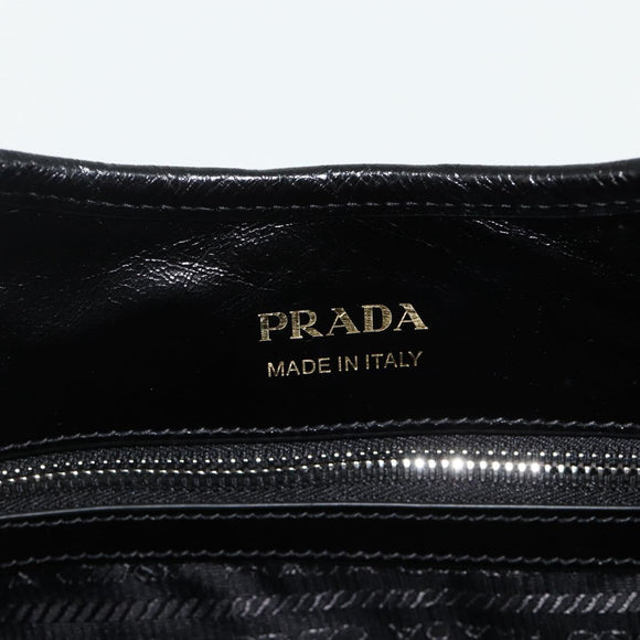 PRADA Hand Bag Leather Black Silver Auth ka3962SAM