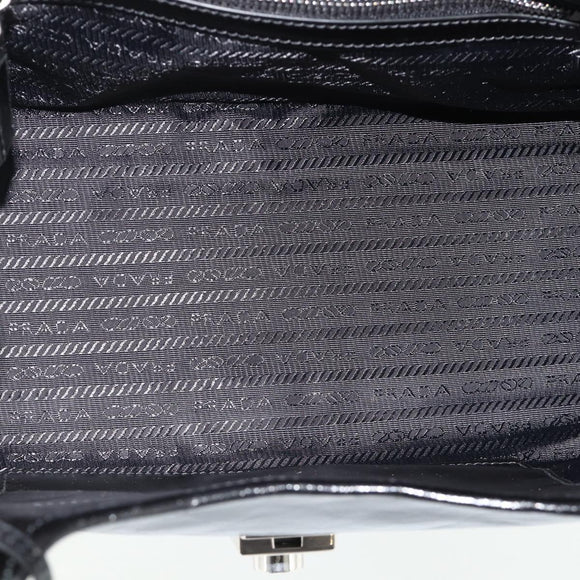 PRADA Hand Bag Leather Black Silver Auth ka3962SAM