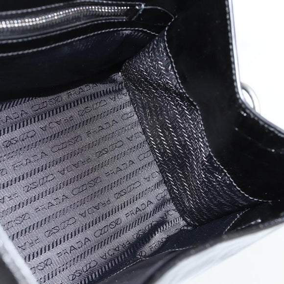 PRADA Hand Bag Leather Black Silver Auth ka3962SAM