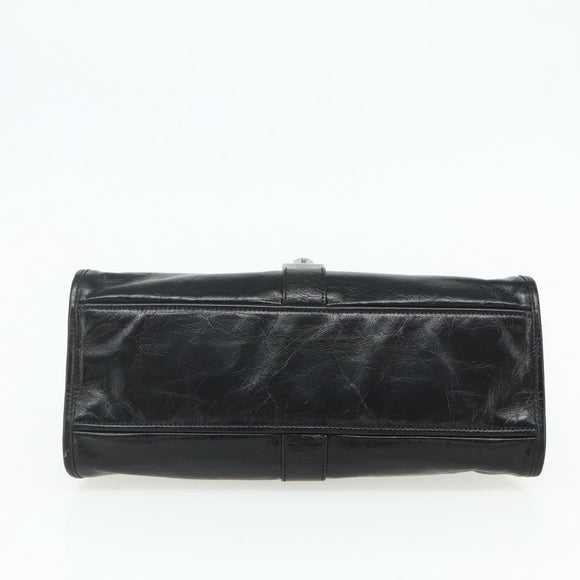 PRADA Hand Bag Leather Black Silver Auth ka3962SAM