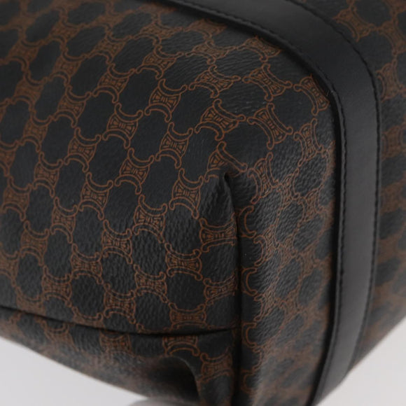 CELINE Macadam Canvas Tote Bag PVC Leather Black Gold Auth ka3966A
