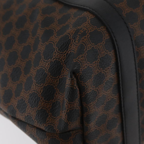 CELINE Macadam Canvas Tote Bag PVC Leather Black Gold Auth ka3966A