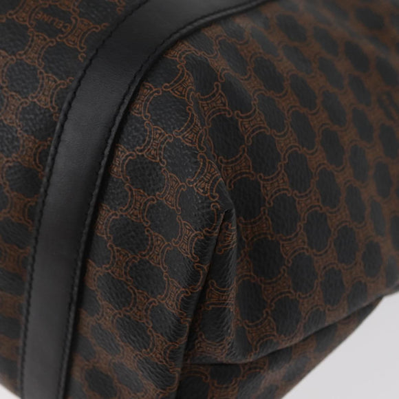CELINE Macadam Canvas Tote Bag PVC Leather Black Gold Auth ka3966A
