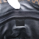 CELINE Macadam Canvas Tote Bag PVC Leather Black Gold Auth ka3966A-15