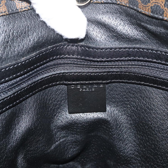 CELINE Macadam Canvas Tote Bag PVC Leather Black Gold Auth ka3966A